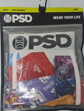 PSD Men’s White Waistband Trojan Logo Boxer Briefs with hidden pocket